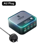 8-Ports GaN Charger Atmosphere Light Digital Display Desktop USB Type C 100W PD PPS Fast Charging for IPhone 17 Laptop Samsung - Image 8