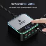 8-Ports GaN Charger Atmosphere Light Digital Display Desktop USB Type C 100W PD PPS Fast Charging for IPhone 17 Laptop Samsung - Image 6