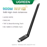 UGREEN WiFi Adapter WiFi6 AX900 AX1800 5G&2.4G Dual Band Dongle for PC Laptop Wifi Antenna USB Ethernet Receiver Network Adapter - Image 7