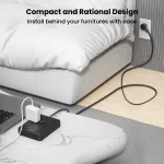 TRANSTON   power strip surge protector with 9 Ac Outlets,3 USB & 2 USB-C,5ft Cable,Weaving thread,45° tilt plug,Black - Image 5