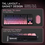 Redragon K728 PRO 80% Wireless Gasket Gaming Keyboard, 3-Mode 87 Keys TKL Mechanical Keyboard w/South-Facing LED & Hot-Swap Sock - Image 3