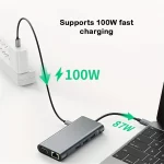 USB C Hub 4K 30Hz Type-C to HDTV Compatible USB 3.0 Adapter 10-in-1 Type-C Hub Docking Station PD 87W USB C Splitter for MacBook - Image 4