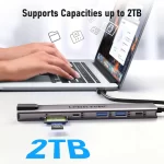 Lemorele TC65 11 in 1 Dual HDMI USB HUB 4k Type C HUB Docking Station Adapter with RJ45 USB 3.0 PD 100W SD/TF  for MacBook - Image 6