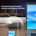 TRANSTON   power strip surge protector with 9 Ac Outlets,3 USB & 2 USB-C,5ft Cable,Weaving thread,45° tilt plug,Black - Image 4