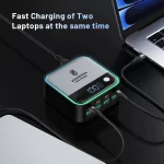 8-Ports GaN Charger Atmosphere Light Digital Display Desktop USB Type C 100W PD PPS Fast Charging for IPhone 17 Laptop Samsung - Image 3