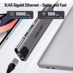 Lemorele TC65 11 in 1 Dual HDMI USB HUB 4k Type C HUB Docking Station Adapter with RJ45 USB 3.0 PD 100W SD/TF  for MacBook - Image 3