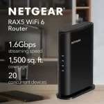 NETGEAR WiFi 6 Router (RAX5) – Security Features, AX1600 Wireless Speed (Up to 1.6 Gbps) - Covers up to 1,500 sq - Image 2