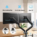 Dual Monitor Mount for 13″–32″ Screens, Adjustable Dual Monitor Stand, With 180° Swivel, Tilt, 360° Rotation for Home Office - Image 3