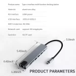 7 in 1 Type C Docking Station with Sd TF Card Reader Ethernet PD Ports USB 3.0 and Ports USB 3.0 2.0 for MacBook Pro Air HP XPS - Image 6