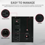 1500VA/900W UPS Power Supply Battery Backup Surge Protection 4 Outlets for Home and Office Dataline Protection - Image 3