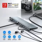 12 in 1 MST USB C Docking Station with USB Ports Dual 4K HDTV VGA 3.5 Audio PD 100W SD TF Ethernet Laptop for MacBook Dell XPS