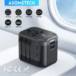 Universal Travel Adapter with 2 USB 2 Type-C Portable International Power Adapter All-in-One Travel Charger for EU UK USA  AUS