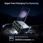 8-Ports GaN Charger Atmosphere Light Digital Display Desktop USB Type C 100W PD PPS Fast Charging for IPhone 17 Laptop Samsung - Image 4