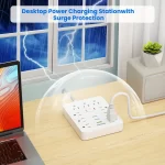Power Outlet with Surge Protector, 9 sockets 3 USB Ports,5ft Extension Cord, Quick Charge, For Home and Office,White - Image 6