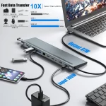 12 in 1 MST USB C Docking Station with USB Ports Dual 4K HDTV VGA 3.5 Audio PD 100W SD TF Ethernet Laptop for MacBook Dell XPS - Image 2