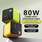 Portable 3 in 1 GaN Charger 80W MAX Fast Charger Retractable Data Cable Fast Charger with Multi Port Adapter Mobile Phone Charge