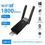WiFi 6 AX1800 USB3.0 Adapter Bluetooth 5.3 Dual Band 2.4G 5G Antennas WiFi6 USB Network Receiver Dongle Driver Free Win 10/11 - Image 9