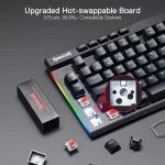 Redragon K587 PRO TKL RGB 3-Mode Wireless Mechanical 87 Keys Gaming Keyboard，Detachable Wrist Rest, Hot-Swap Linear Red Switches - Image 6