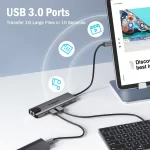 Lemorele TC44L 6 in-1 USB 3.0 HUB Type C Docking Station 4K@60Hz HDMI2.0 RJ45 1000Mbps Ethernet SD/TF Slot Macbook Pro Laptop - Image 4