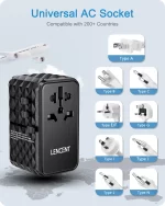 LENCENT 100W GaN Universal Travel Adapter with 2 USB-A+2 Type C Support PD3.0, QC4 Fast Charging EU/UK/USA/AUS Plug for Travel - Image 4