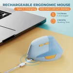 SEENDA Vertical Wireless Mouse Type C Rechargeable Ergonomic USB & Type C Mice for Laptop Laptop PC MacBook Windows Android - Image 4