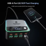 8-Ports GaN Charger Atmosphere Light Digital Display Desktop USB Type C 100W PD PPS Fast Charging for IPhone 17 Laptop Samsung - Image 5