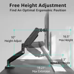 Redragon GMK914 Single Monitor Mount Stand Gas Spring Adjustable Arms with VESA 75/100mm, 13-32 Inch Screen Compatibility - Image 2