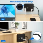 TRANSTON Power Outlet with Surge Protector, 9 power strip 3 USB Ports, 5ft Extension Cord, Quick Charge, For Homeand off - Image 3