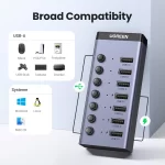 UGREEN USB C Hub 7-Port USB3.0 Splitter with Individual OFF/ON Switch LED Indicator for Desktop PC Laptop USB Ports Extender - Image 6