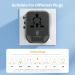 Universal Travel Adapter with 2 USB 2 Type-C Portable International Power Adapter All-in-One Travel Charger for EU UK USA  AUS - Image 4