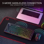 Redragon S142 Wireless Gaming Keyboard & Mouse Combo, 98 Keys K515 PRO Wireless RGB Membrane Keyboard - Image 4