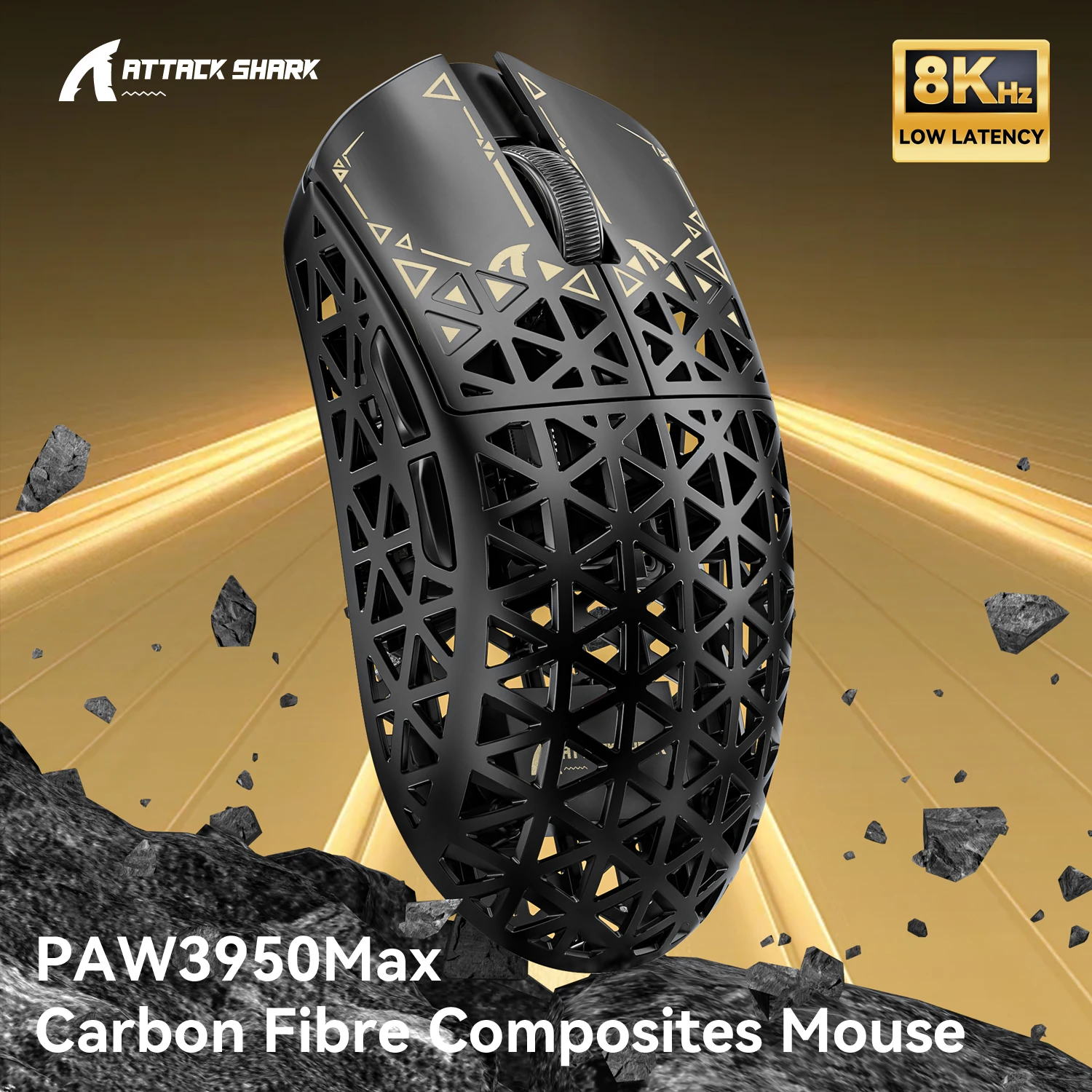 Se13510e97b884d24b3a36f46759ae37aP.webp ATTACK SHARK R5 Ultra Carbon Fiber Wireless 8K Gaming Mouse 39g SUPERLIGHT, PixArt PAW3950MAX Gaming Sensor, 8000Hz Wireless Pol - Image 1